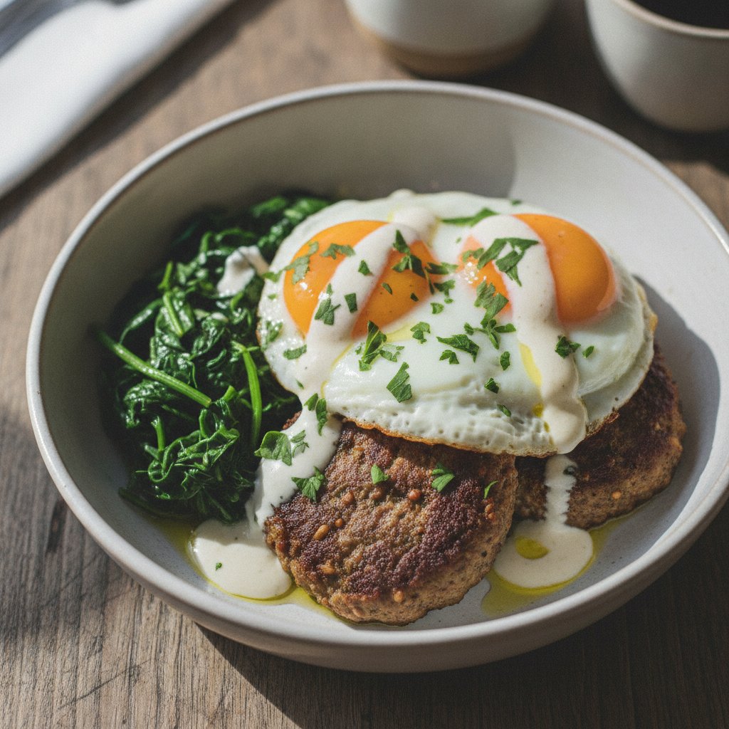 Eggs with Spiced Lamb Sausage (Keto)