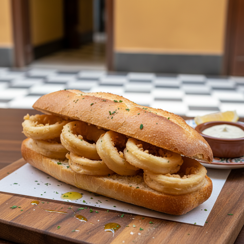 Crispy Fried Squid Sandwich — Madrid Calamari Sandwich