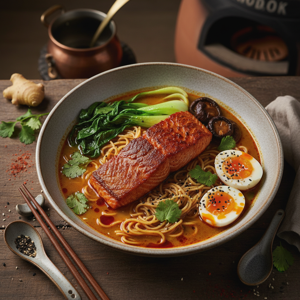 Tandoori Salmon Miso Broth Bowl