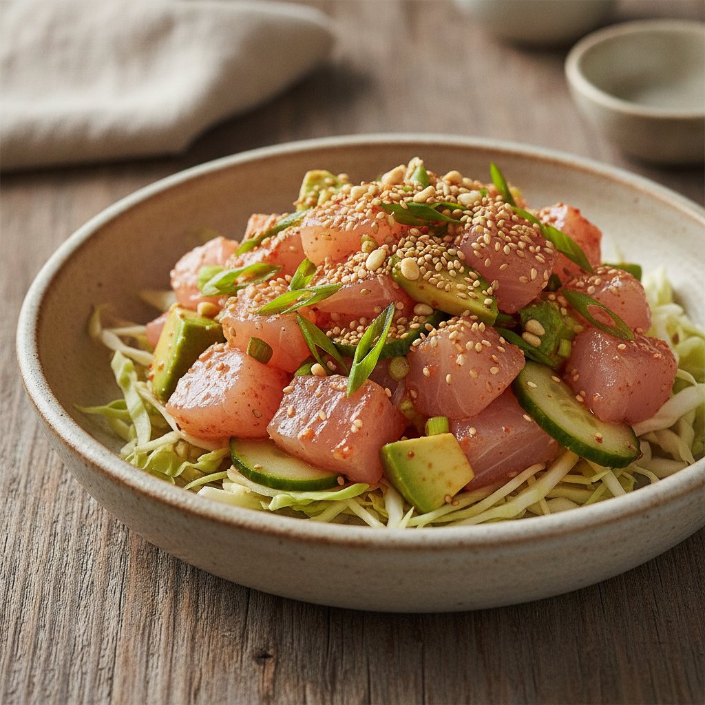 Spicy Raw Halibut Salad (Keto)