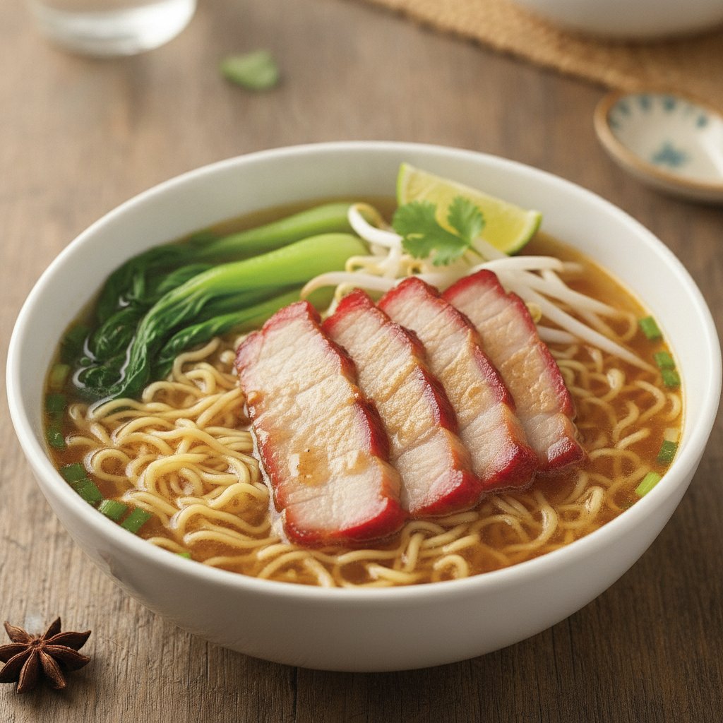 Egg Noodle Soup With Barbecue Pork (Low-Calorie)