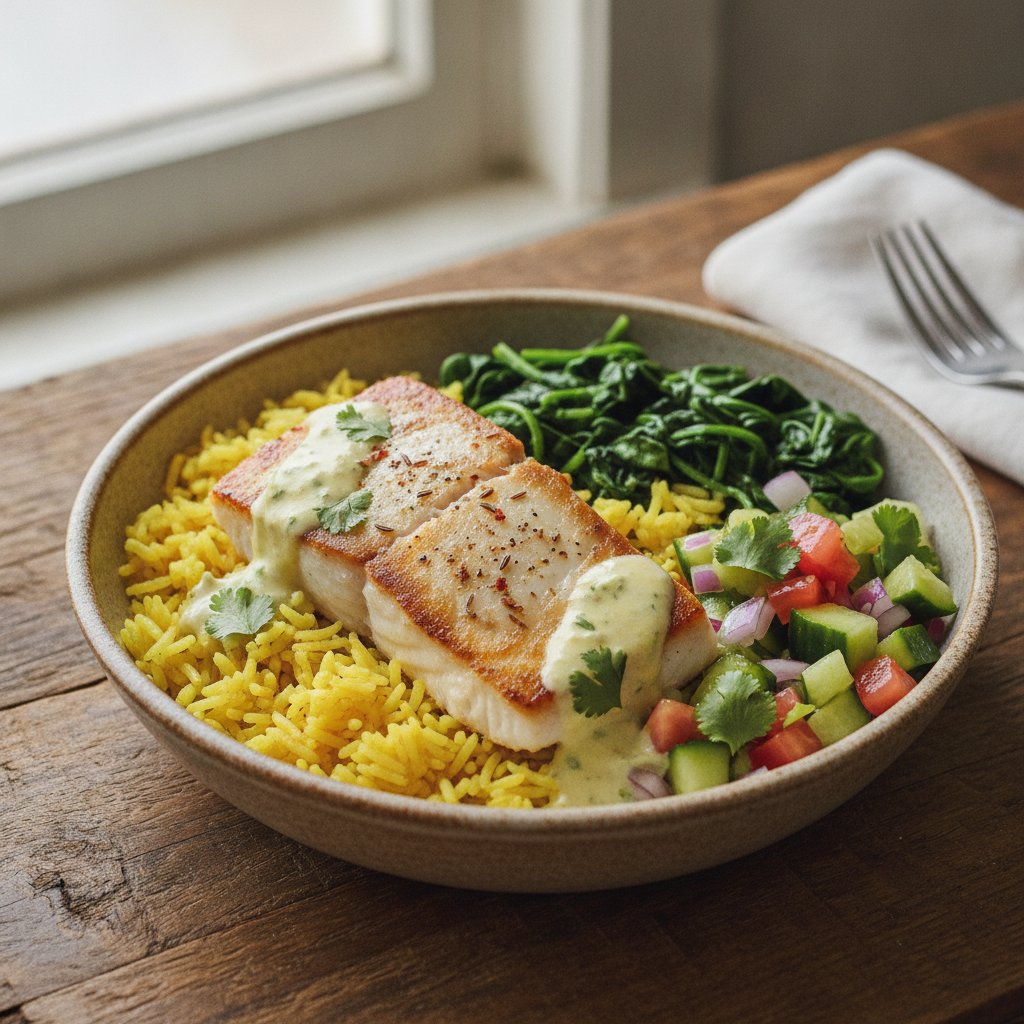 Yogurt Marinated Fish Bowl