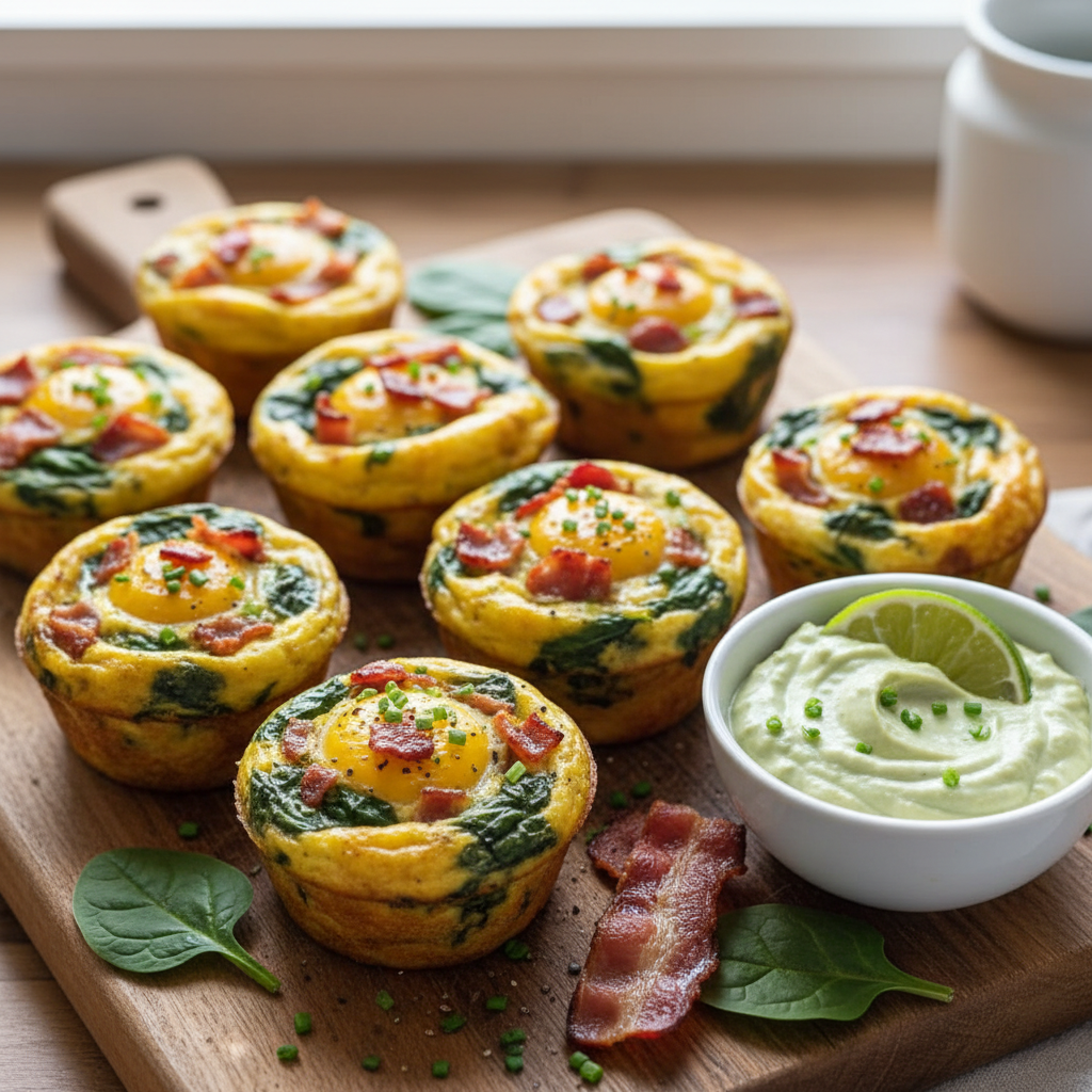 Baked Bacon Spinach Egg Muffins