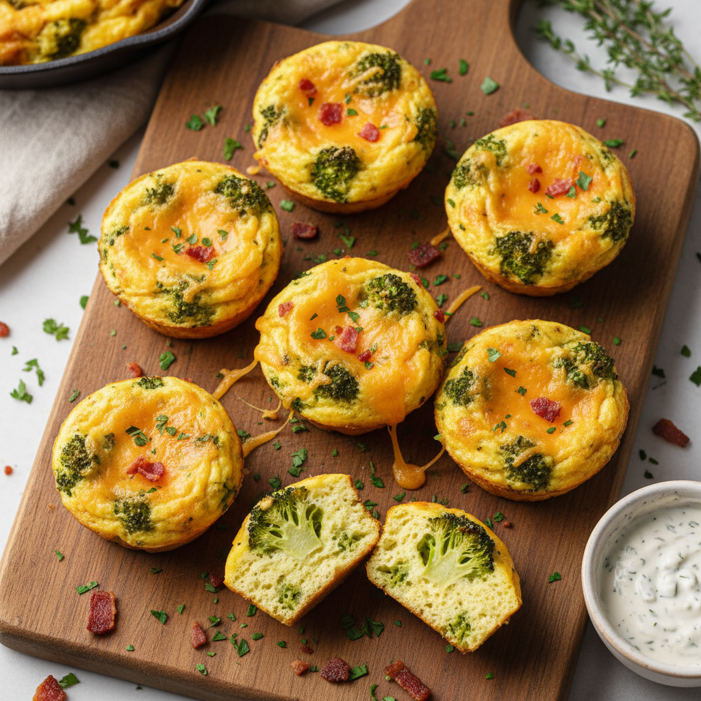 Baked Broccoli Cheddar Egg Bites
