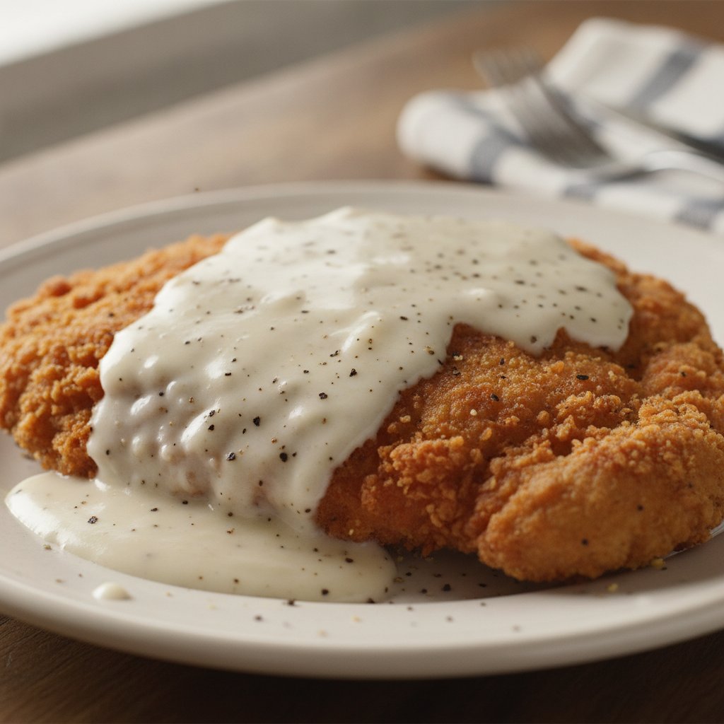 Chicken-fried steak with cream gravy