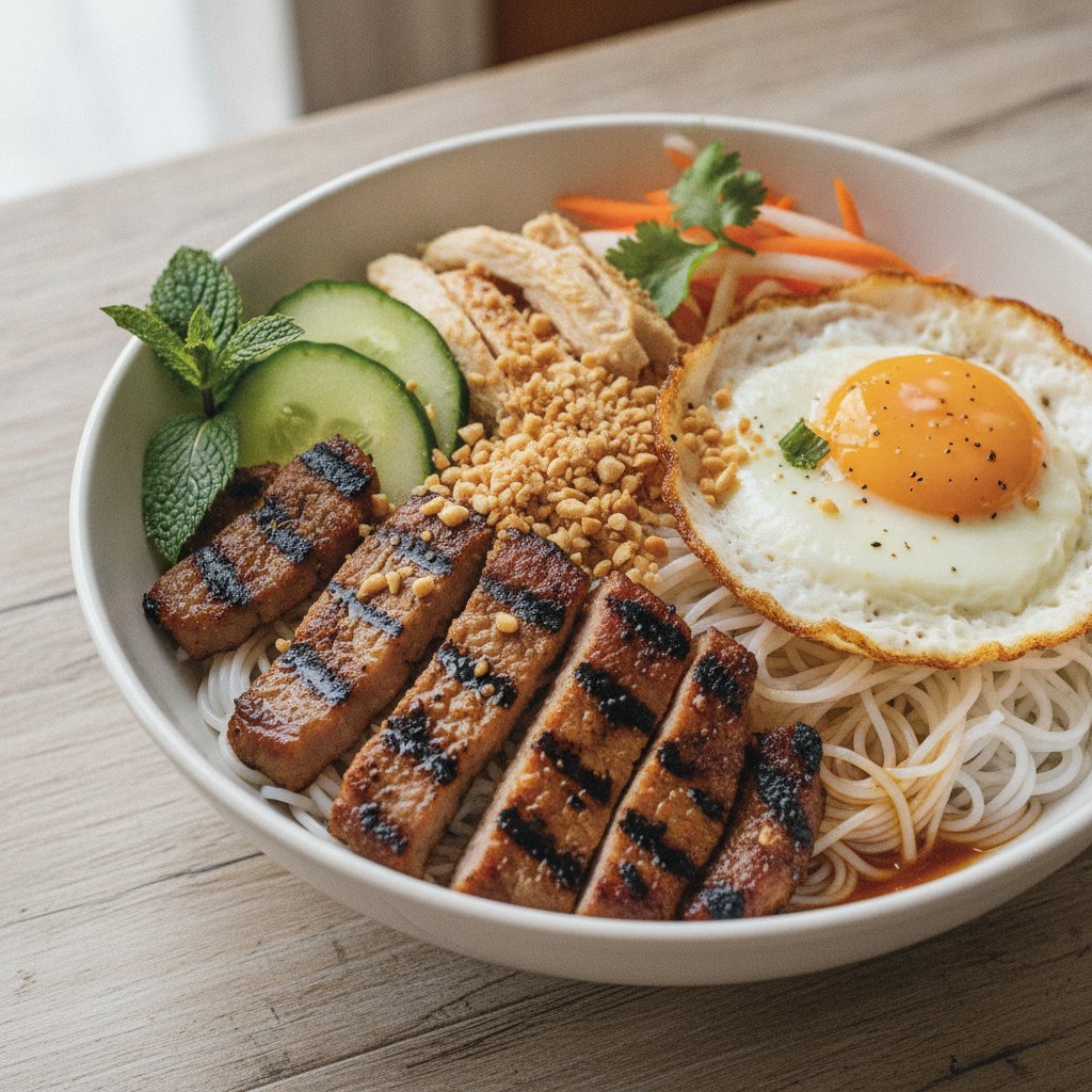 Grilled Pork Rice Noodle Bowl (High-Protein)