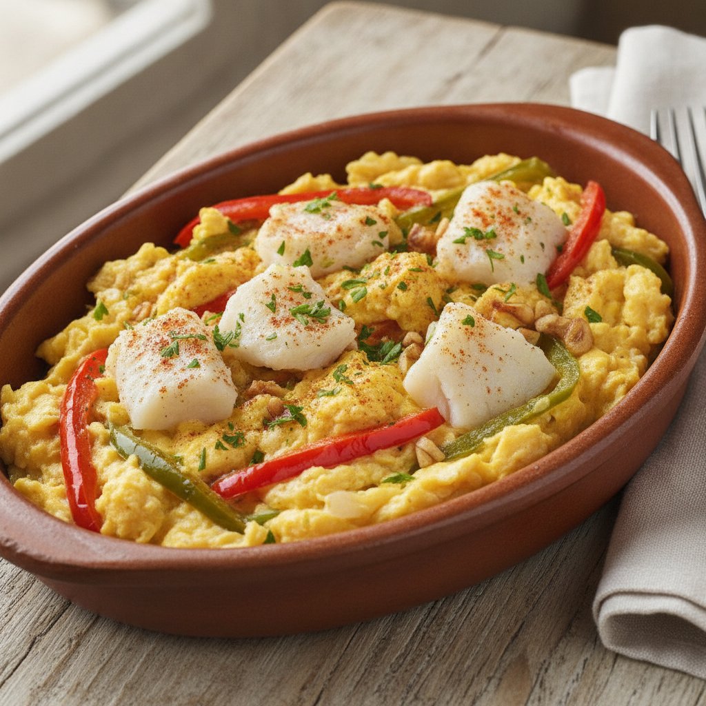 Scrambled Eggs with Salt Cod and Peppers