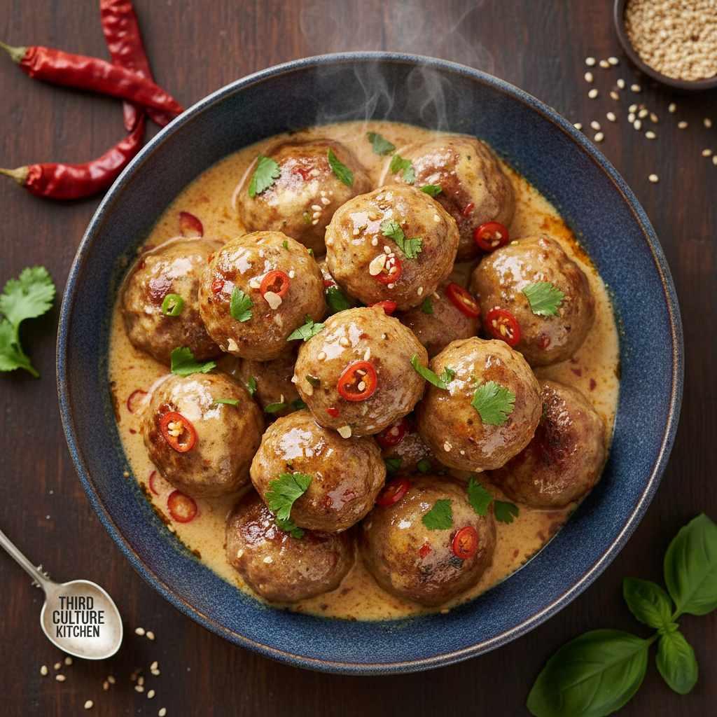 Thai Honey Chilli Meatballs in Coconut Cream Sauce