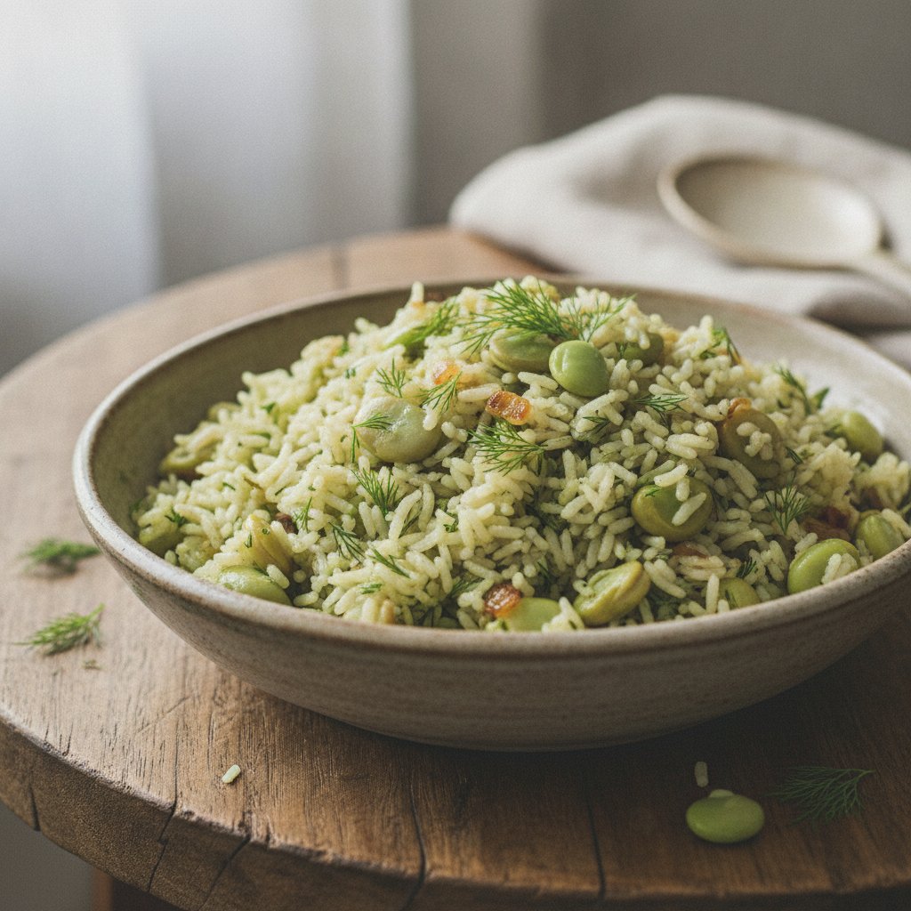 Herbed Rice with Fava Beans and Dill (Low-Calorie)