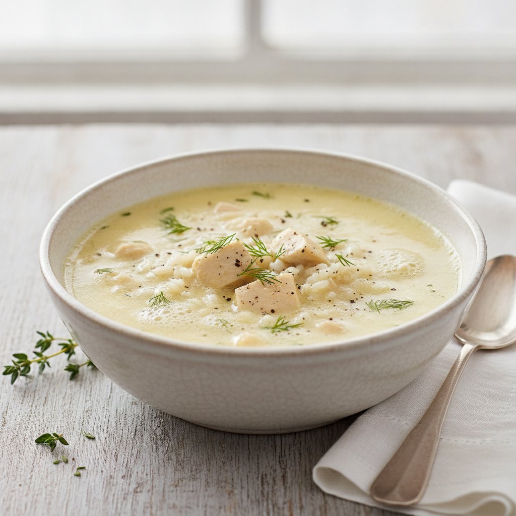 Greek Lemon Chicken Soup with Rice (Low-Chol)