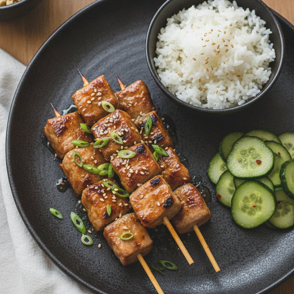 Grilled Pork Skewers with Miso Glaze