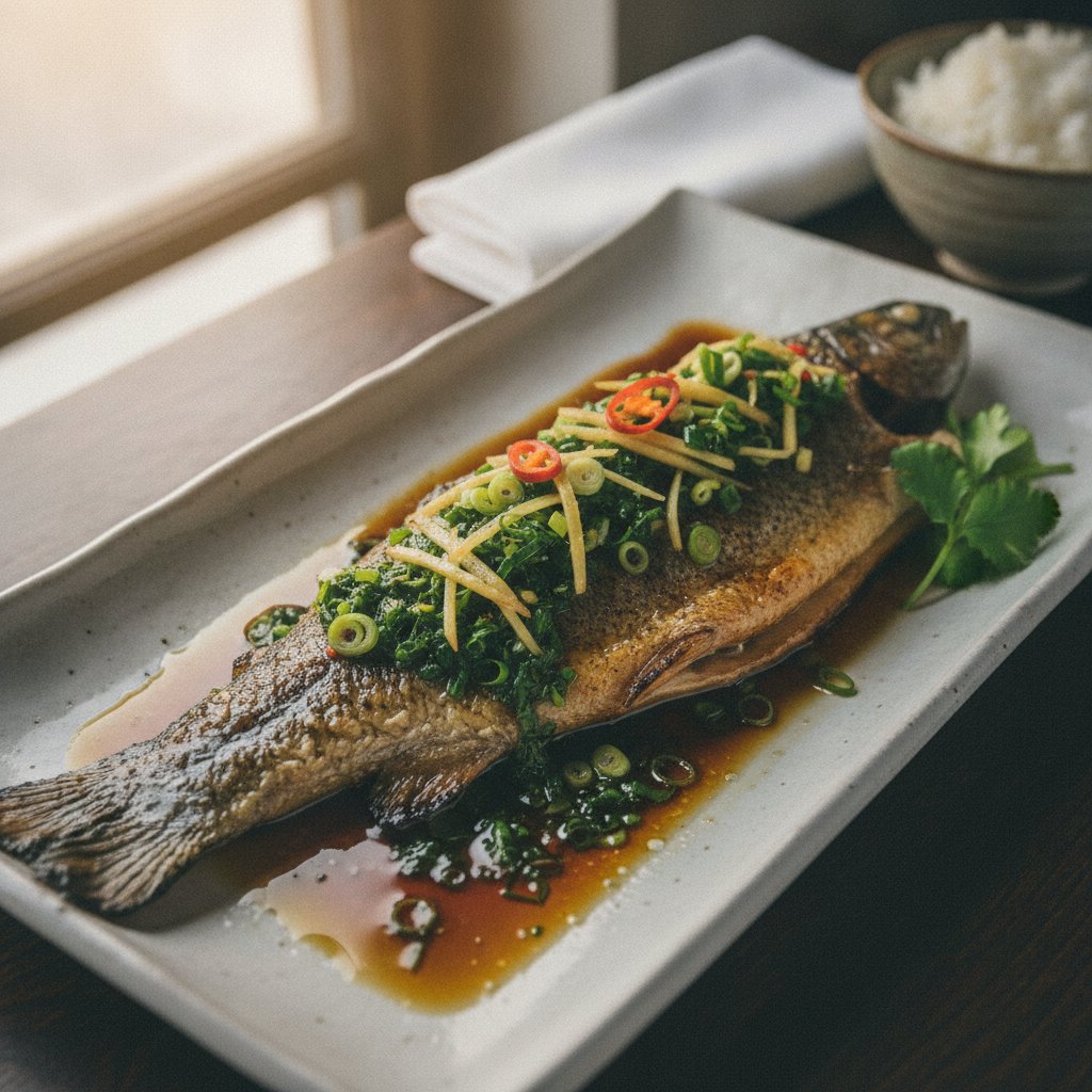 Grilled Trout with Scallion Oil