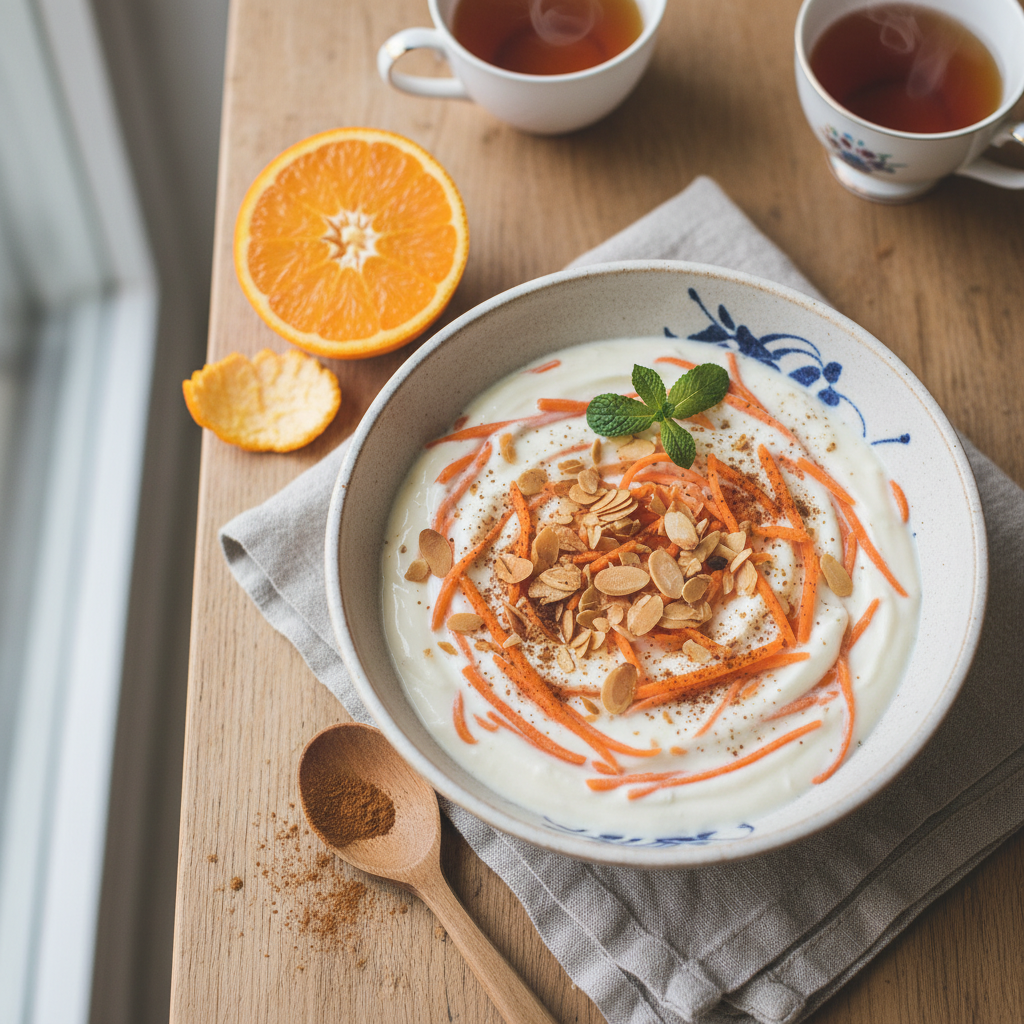 FODMAP Orange Ginger Carrot Yogurt Bowl