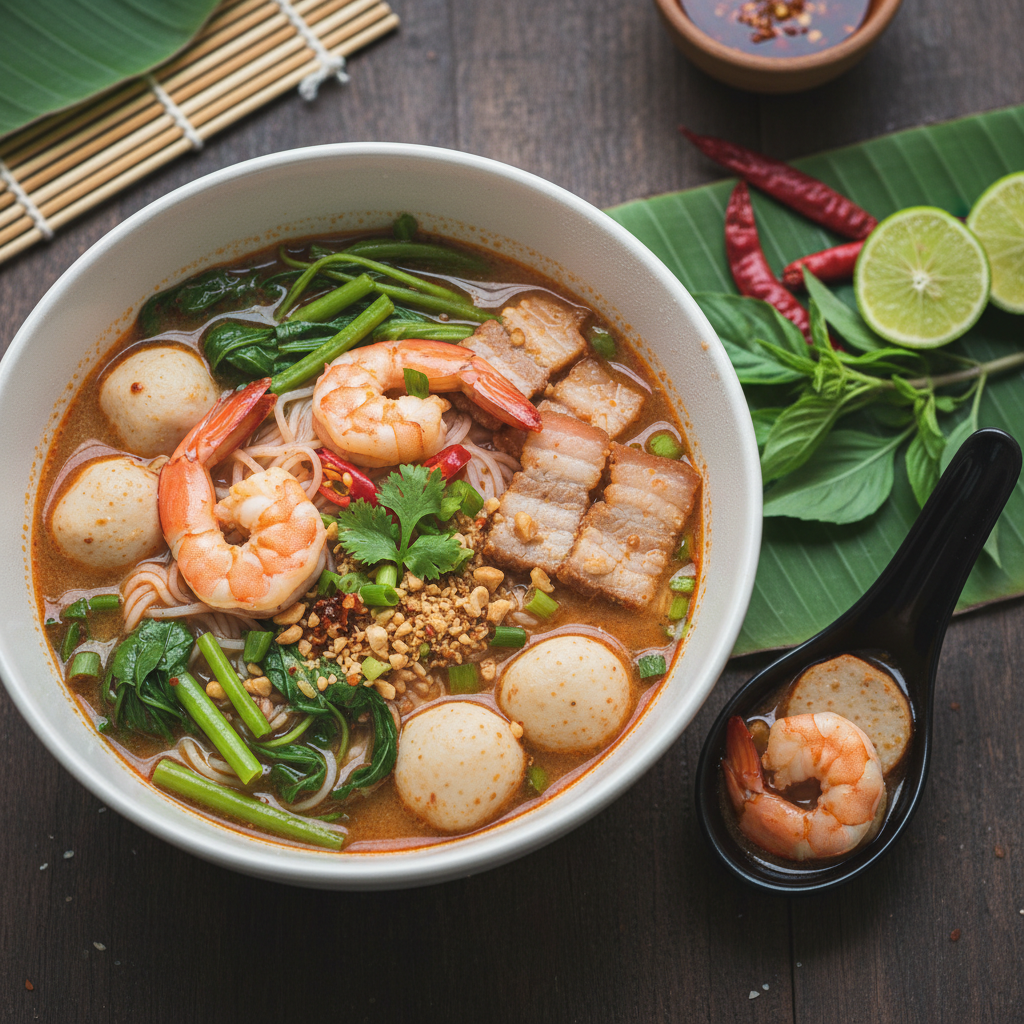 Spicy Shrimp and Pork Noodle Soup — Kuay Teow Tom Yum