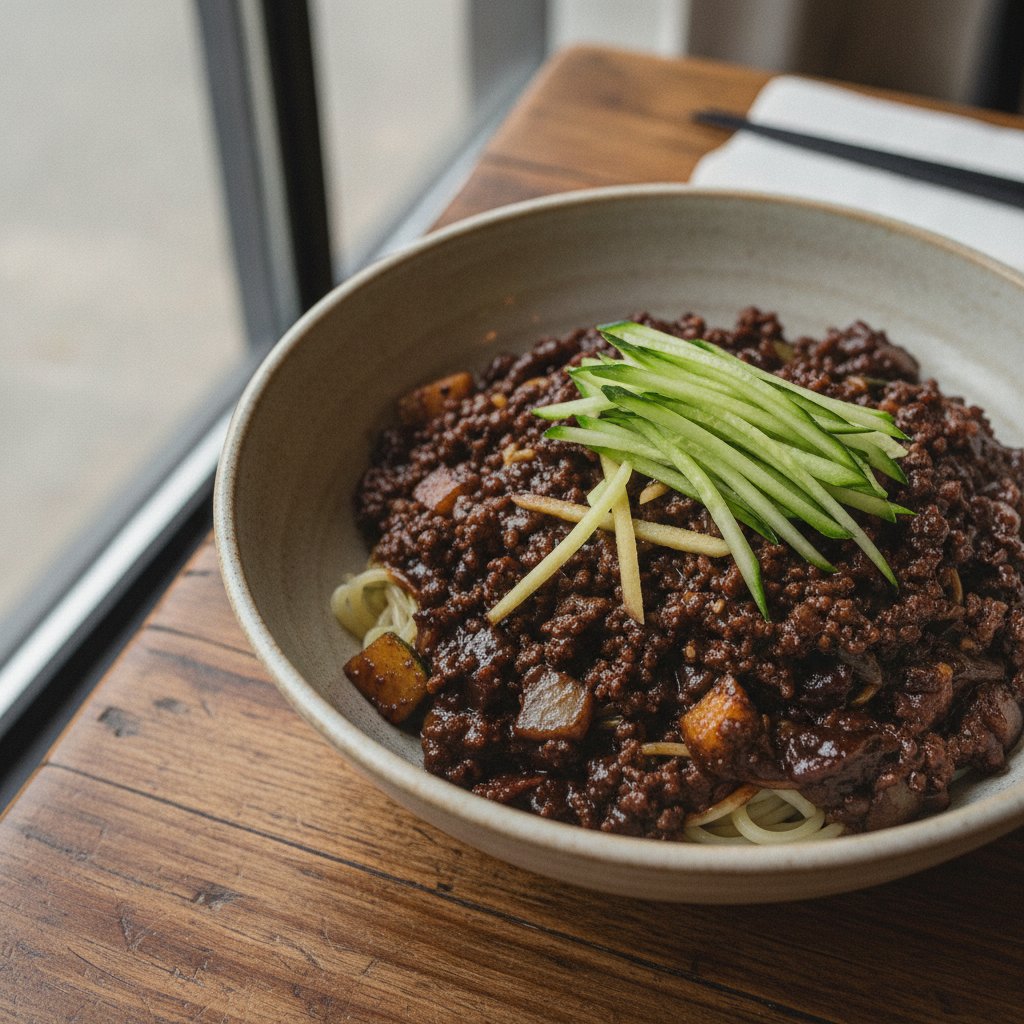 Bean Paste Noodles with Ground Beef
