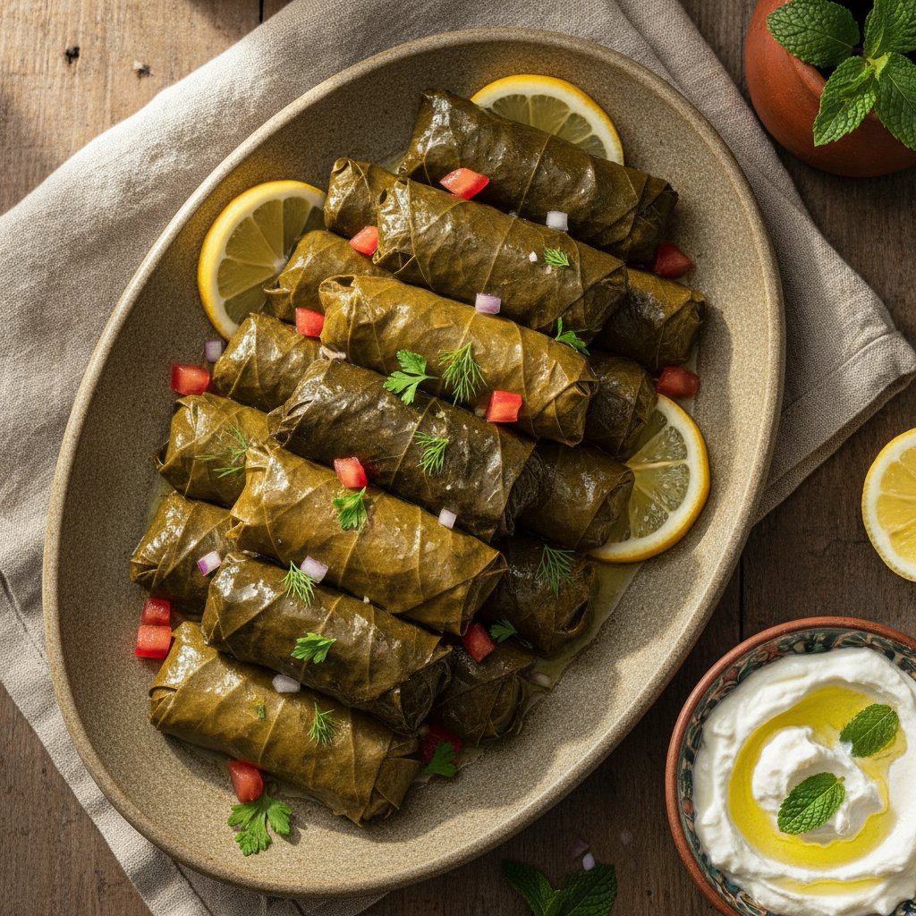 Stuffed Grape Leaves with Rice (Low-Calorie)