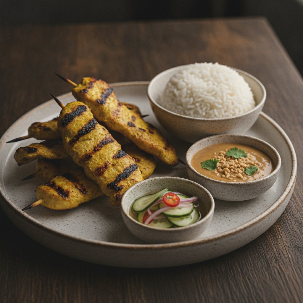 Grilled Chicken Skewers with Peanut Sauce