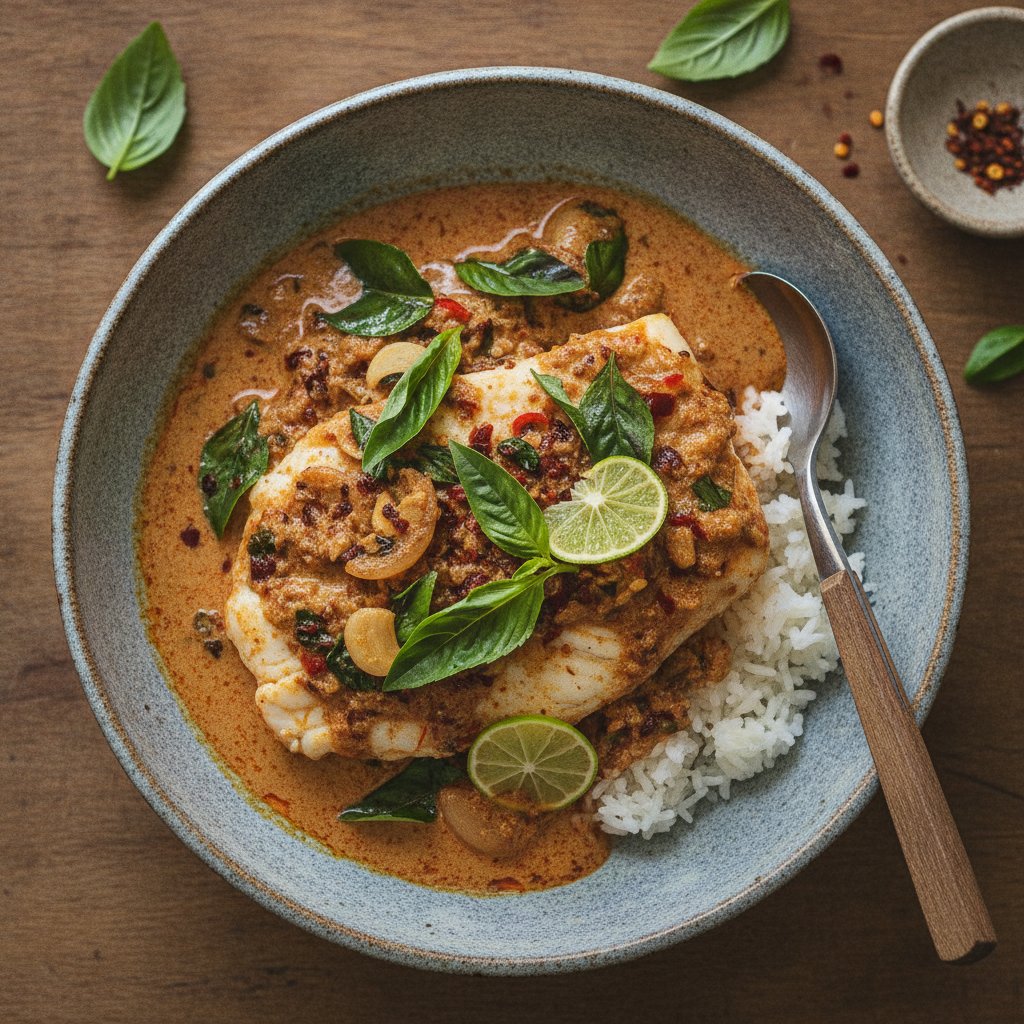 Curried Fish with Roasted Chili Paste