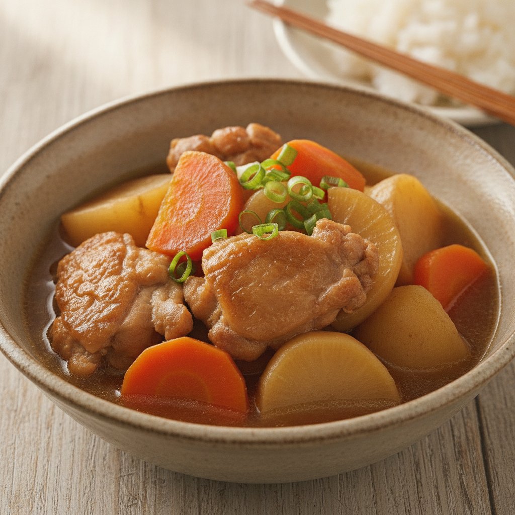 Simmered Fried Chicken and Root Vegetables