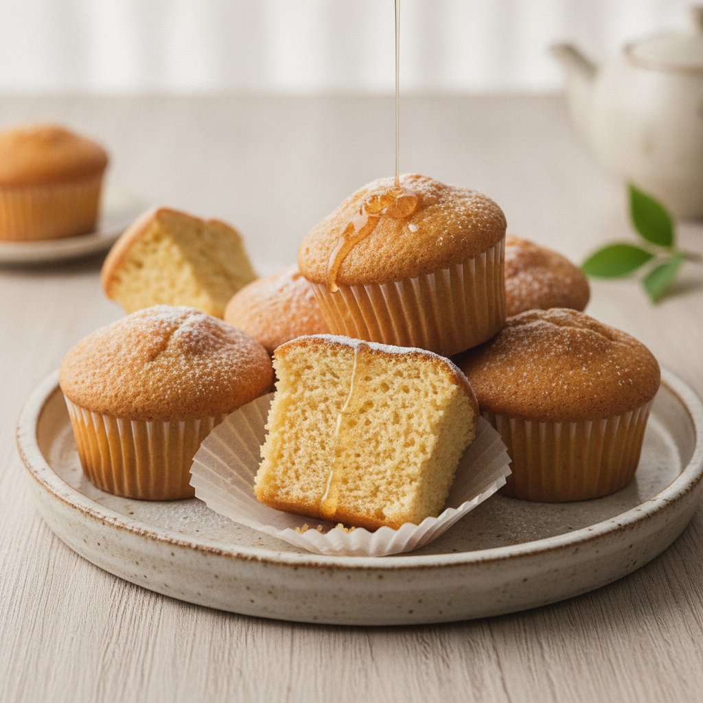 Honey Sponge Cake Cupcakes (Kasutera-Style)