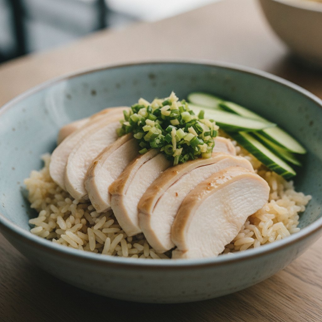 Poached Chicken Rice (Low-Calorie)