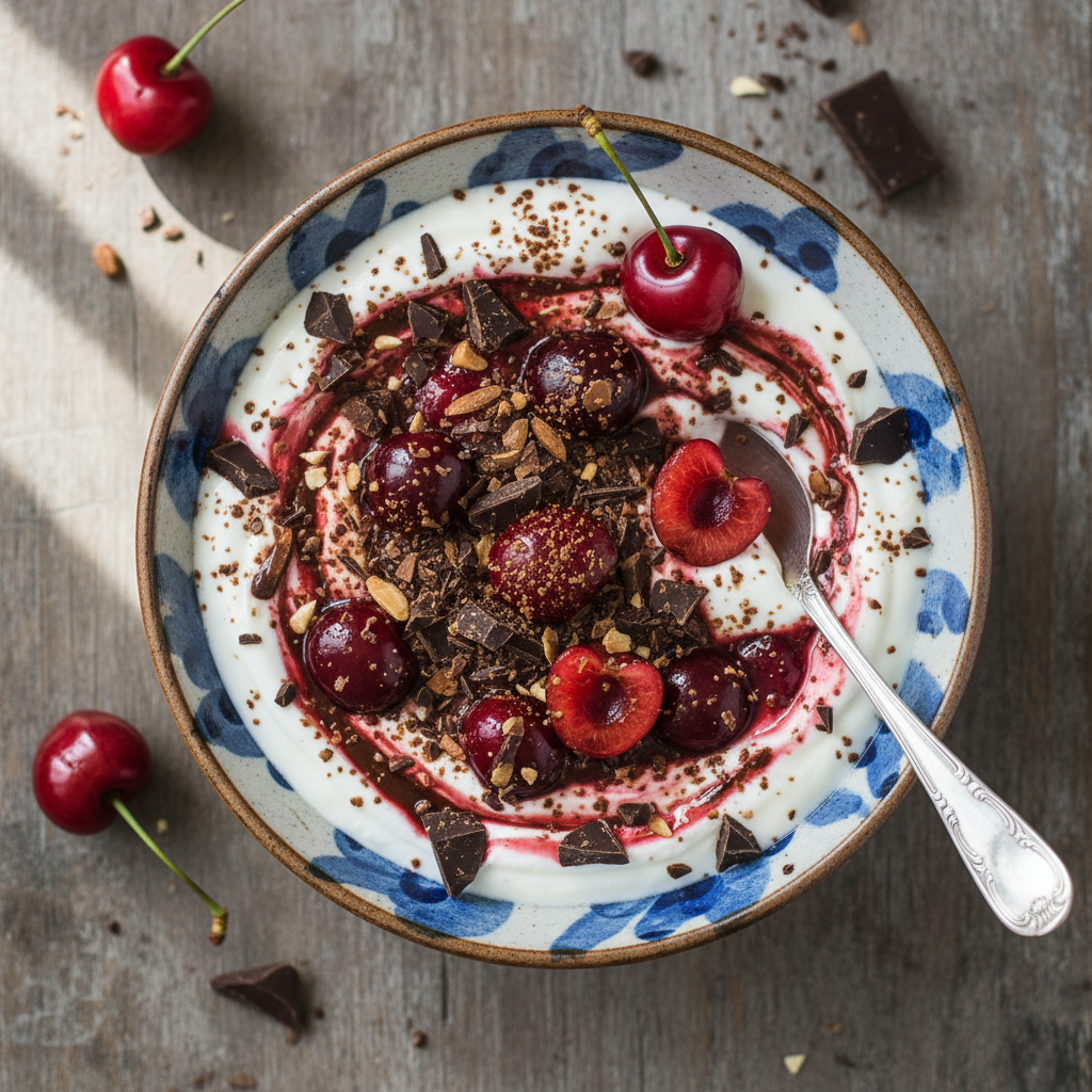 Greek Yogurt Cherry Dark Chocolate Bowl