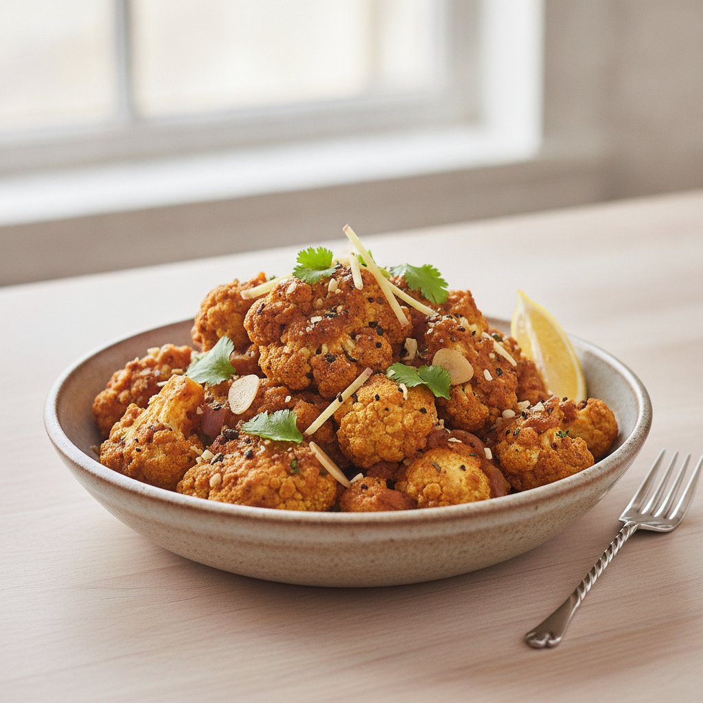 Crispy Fried Cauliflower Curry Style (Low-Calorie)