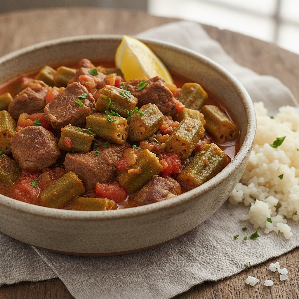 Okra and Beef Stew (Low-Chol)