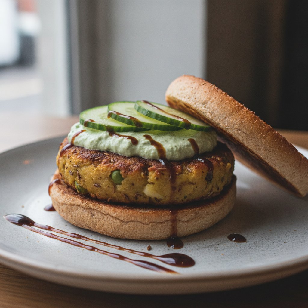 Spiced Potato Patty Burger (Low-Calorie)