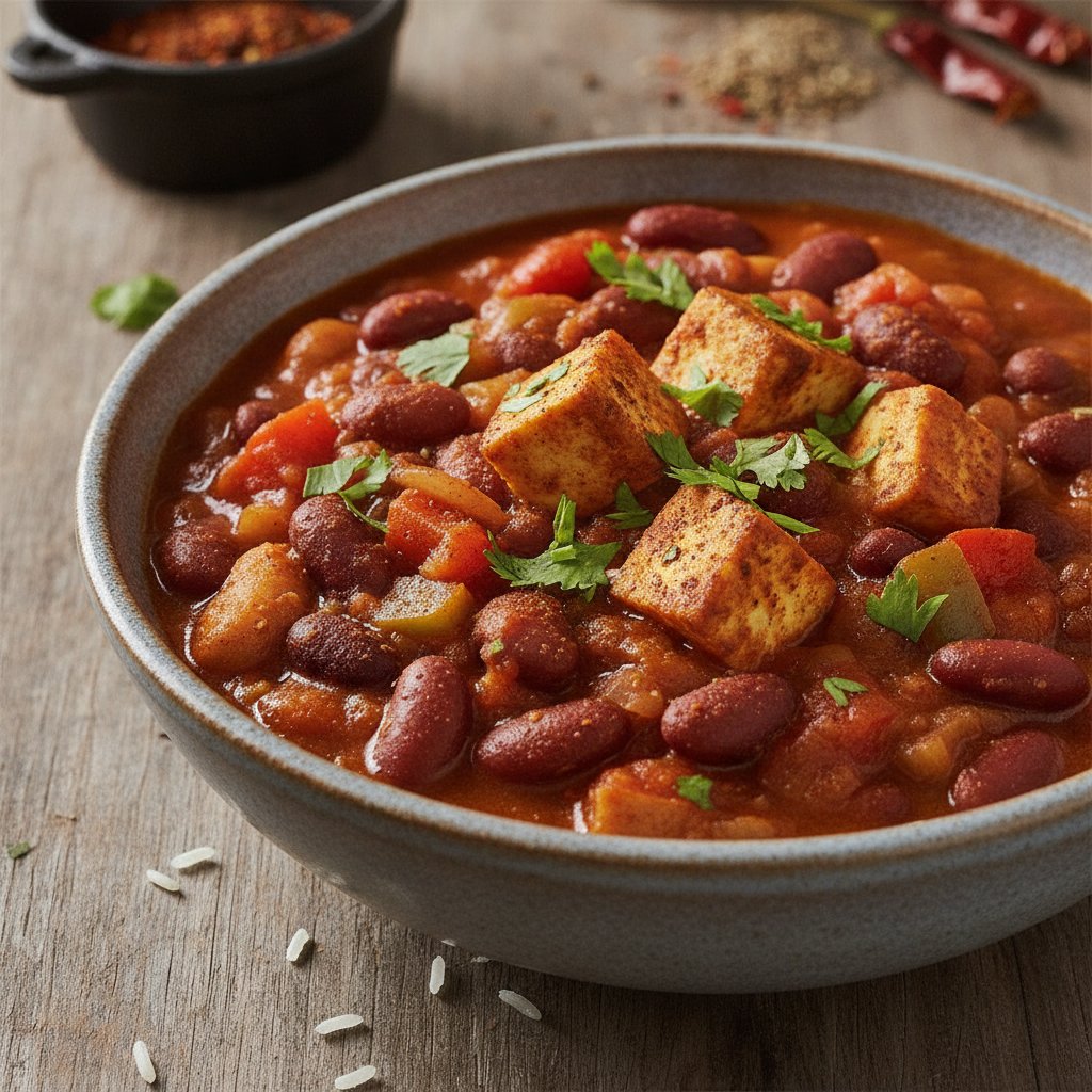 Vegetarian Three-Bean Chili (High-Protein)