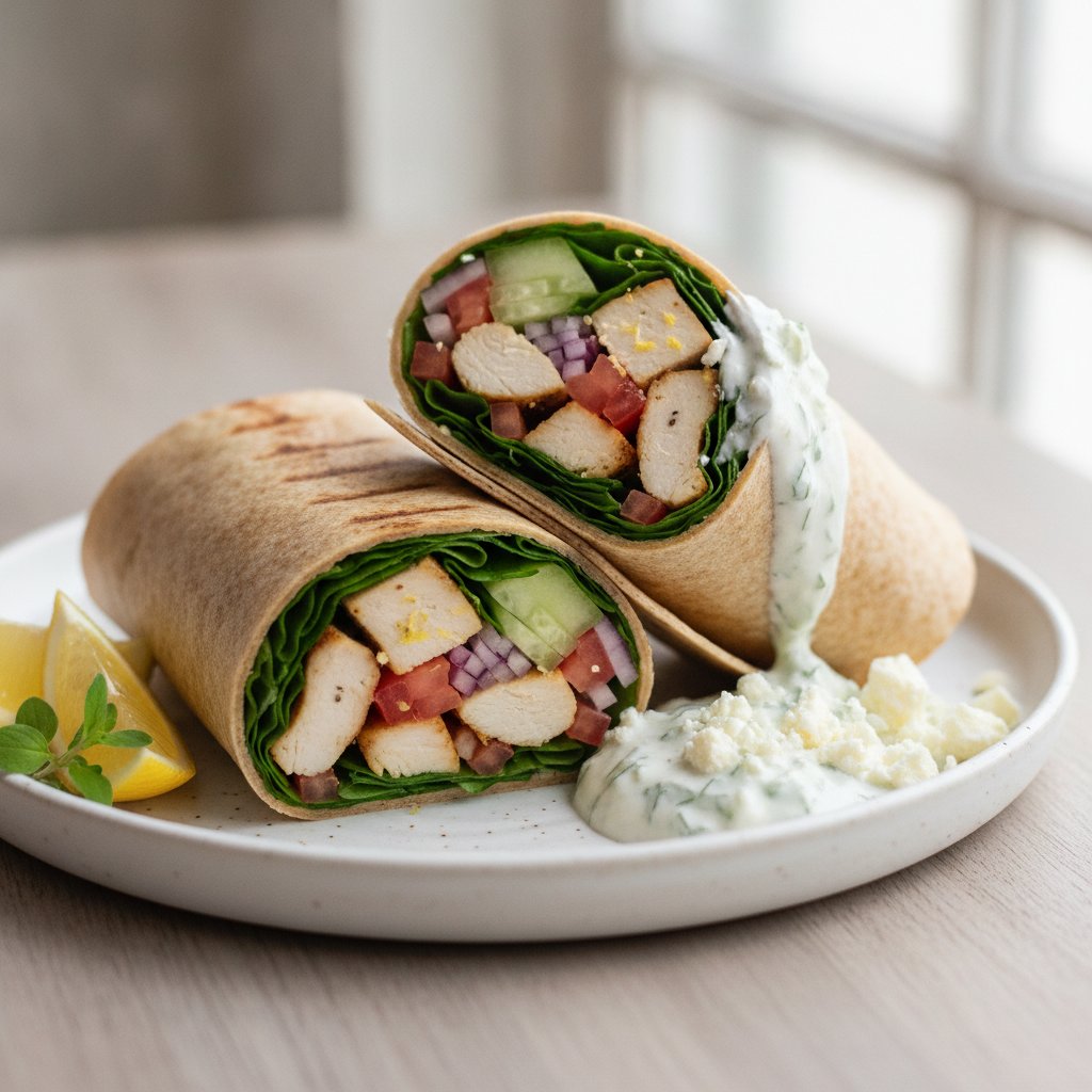 Greek Chicken Wrap (Low-Calorie)