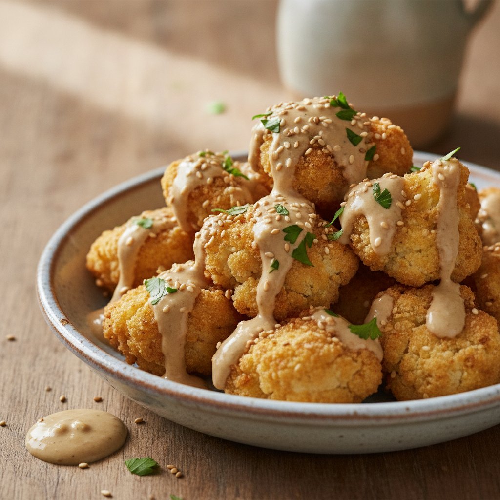 Fried Cauliflower with Sesame Sauce (Low-Chol)