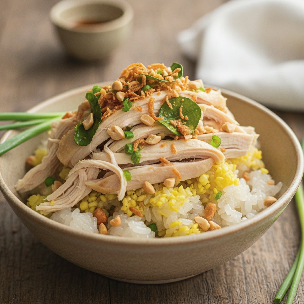 Sticky Rice with Shredded Chicken