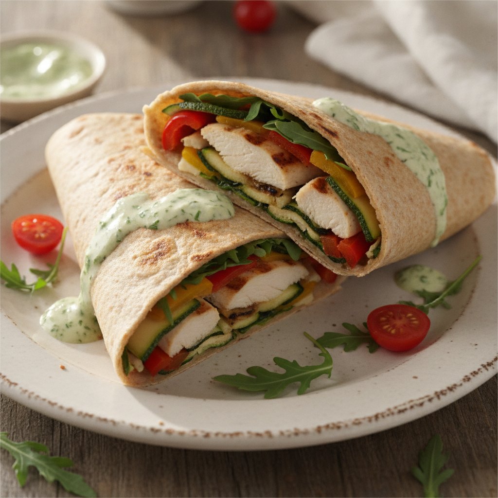 Grilled Chicken Flatbread Wrap (Low-Calorie)