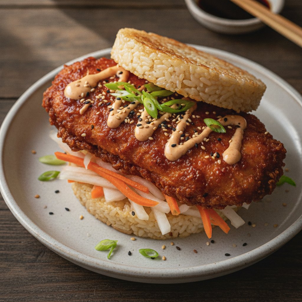 Crispy Fried Chicken Rice Sandwich