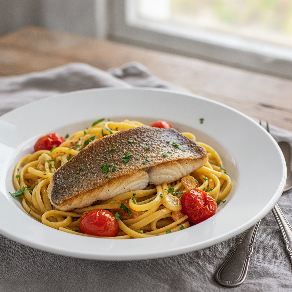 Sea Bass and Cherry Tomato Pasta
