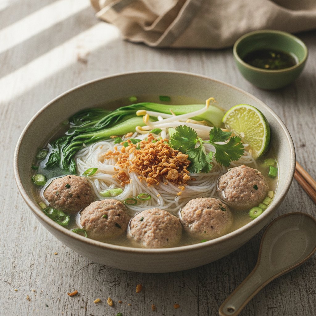 Rice Vermicelli Soup With Pork Balls (Gluten-Free)