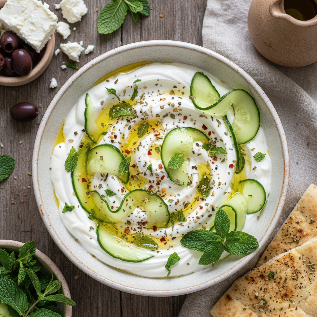 Greek Yogurt Mint Cucumber Savoury Bowl