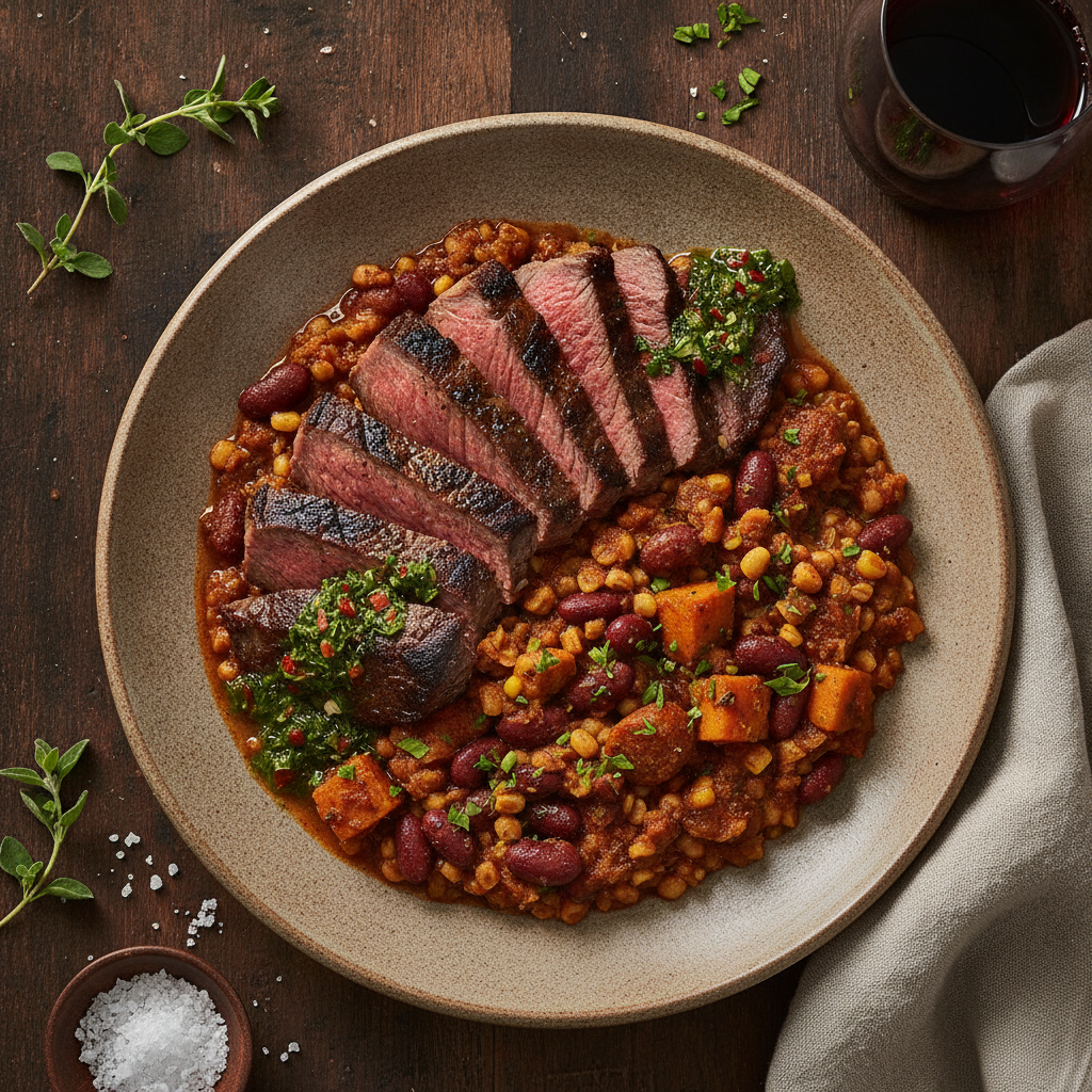 Argentine Grilled Wagyu over Cape Verdean Cachupa — Asado Wagyu Cachupa
