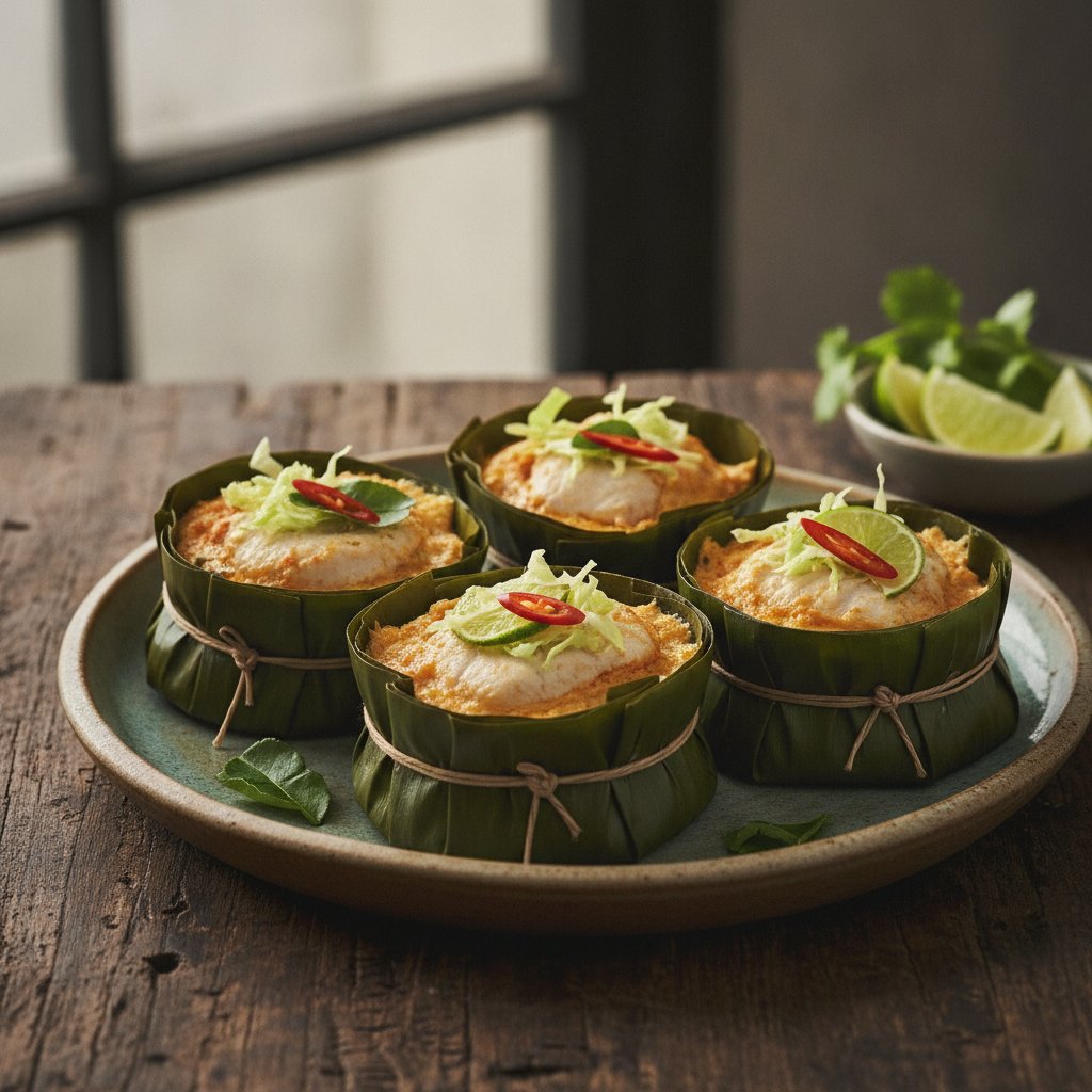 Curried Fish in Banana Leaf Cups (Keto)