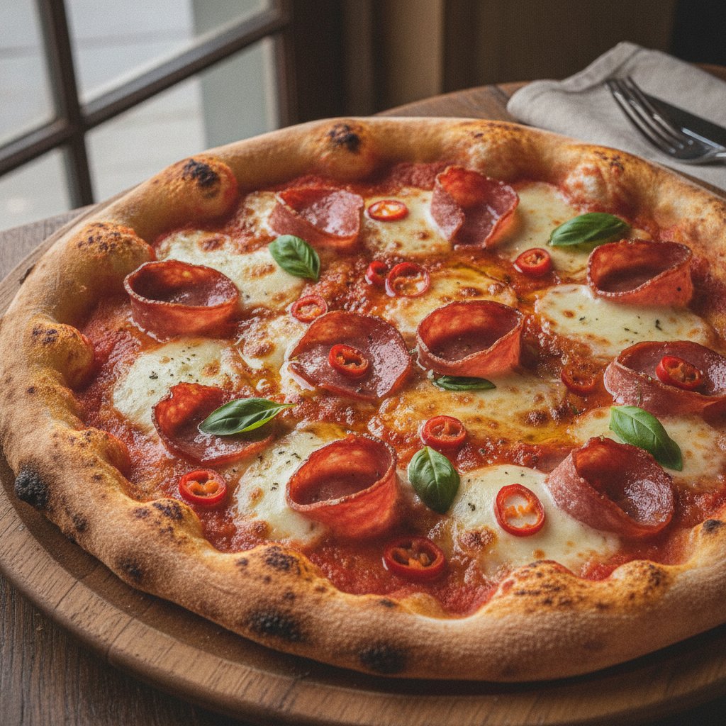 Salami and Chili Pizza