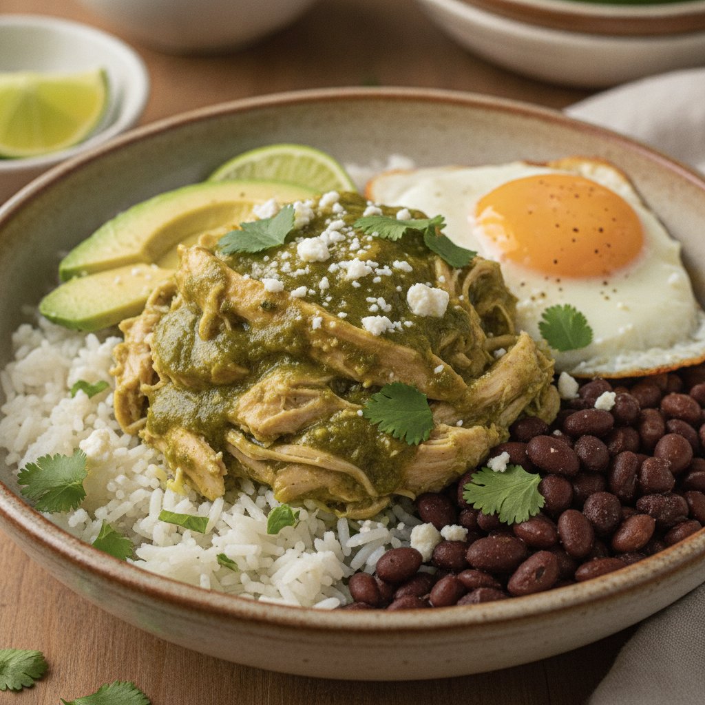 Shredded Chicken Bowl with Green Sauce (High-Protein)