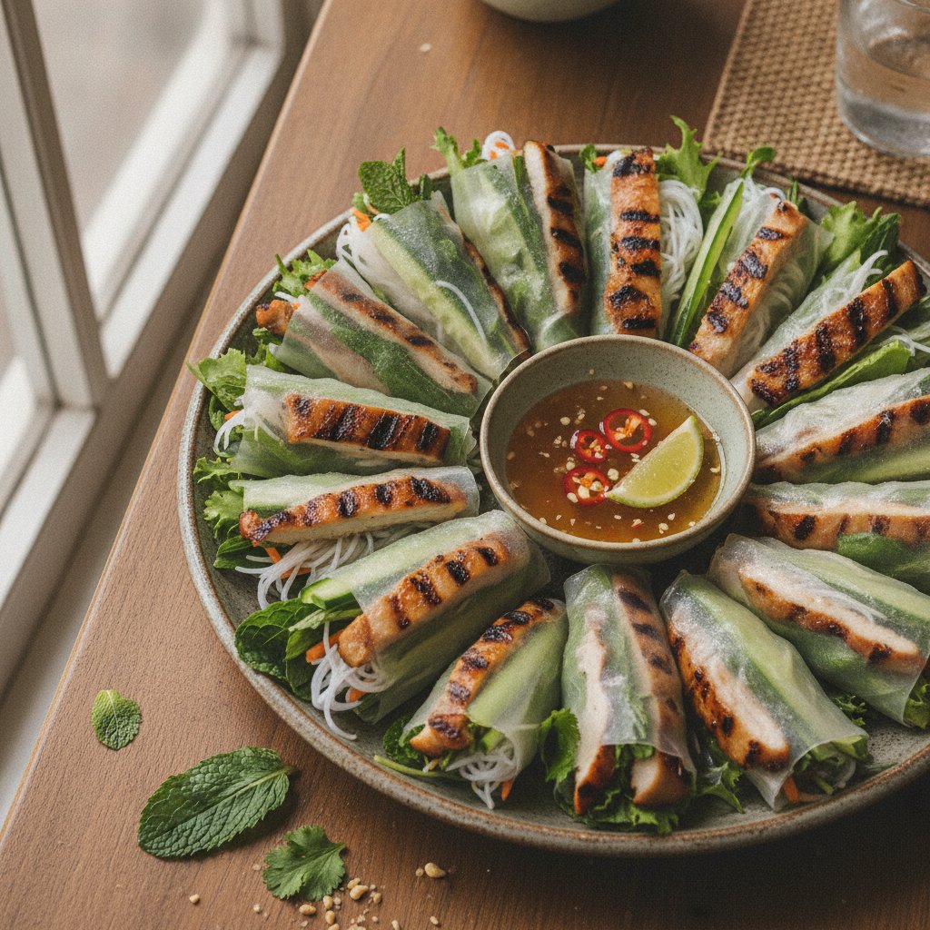 Grilled Chicken Rice Paper Wraps