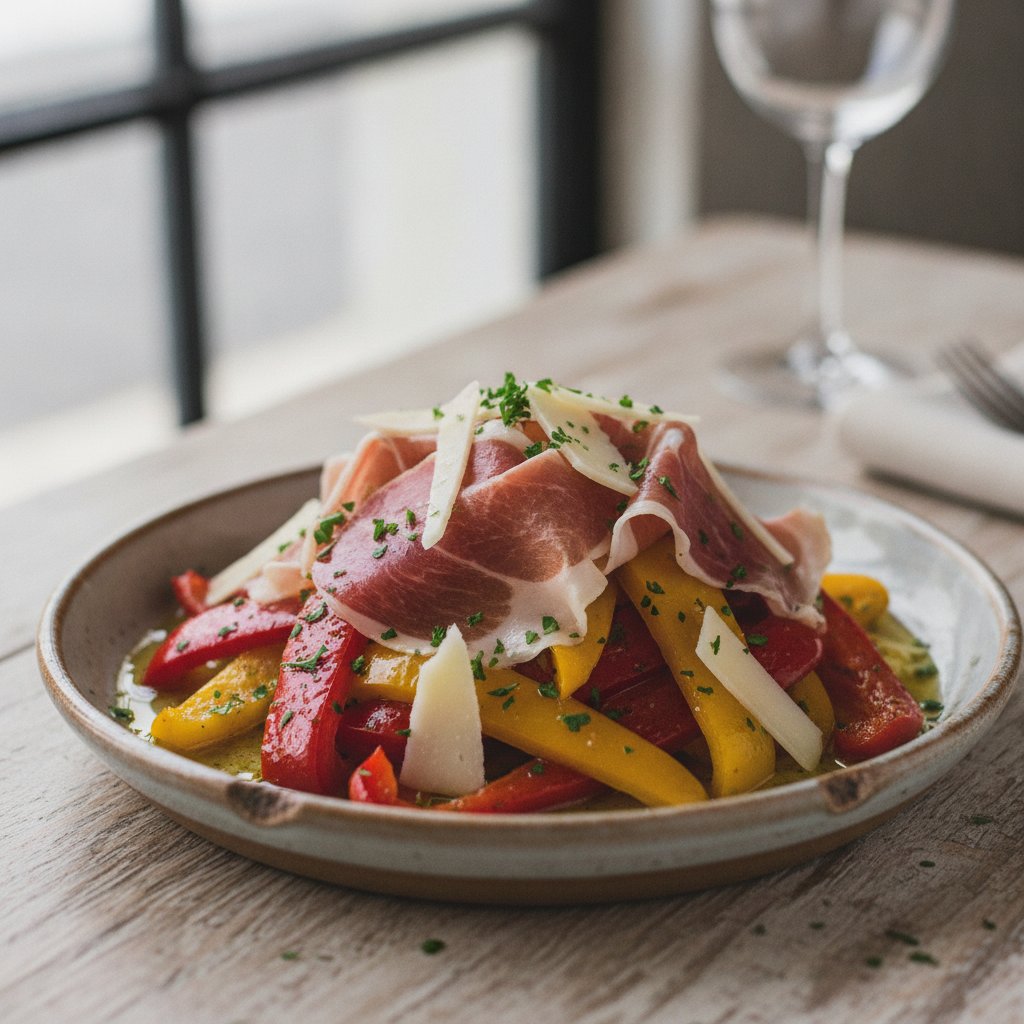 Roasted Pepper Salad with Cured Ham