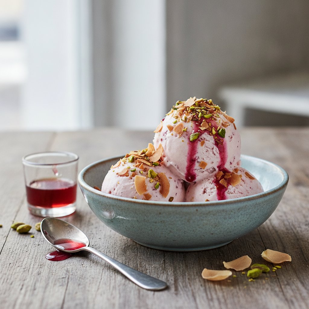 Rose Syrup Coconut Ice Cream