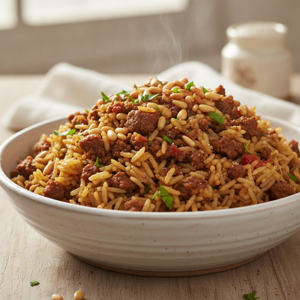 Rice with Ground Meat and Cinnamon