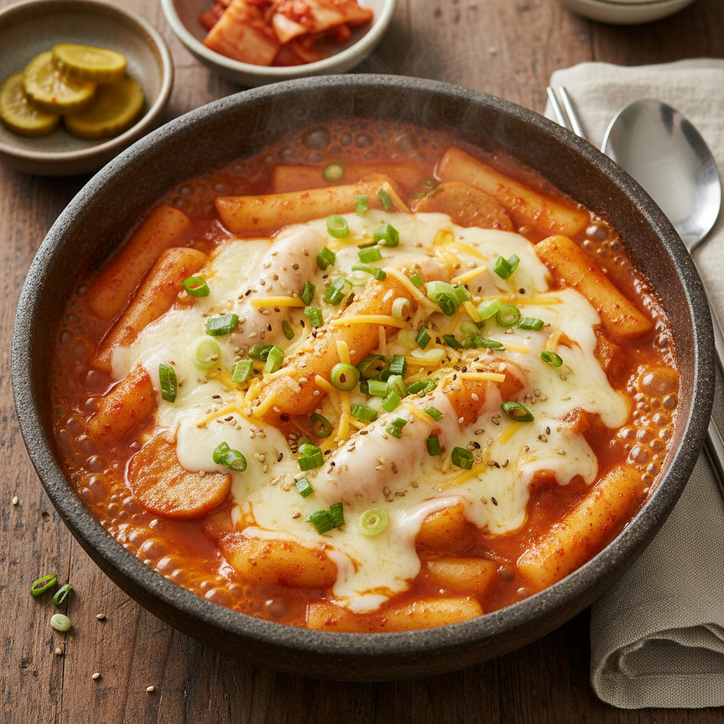 Cheesy Spicy Rice Cake Bowl — Cheese Tteokbokki Lunch Bowl