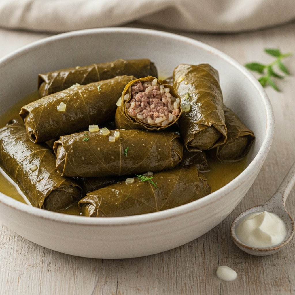 Grape Leaf Rolls with Meat and Rice