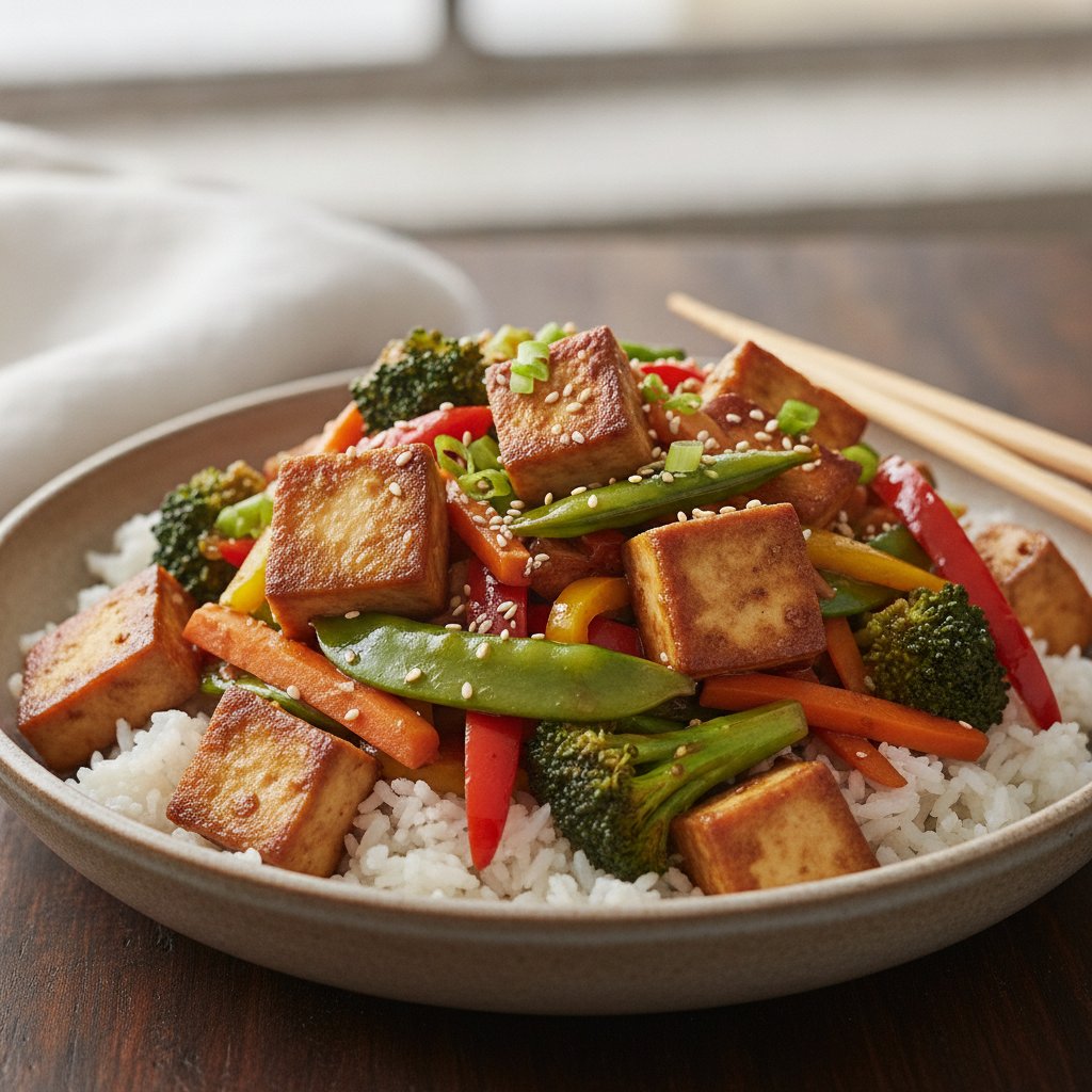 Fried Tofu and Vegetable Stir Fry