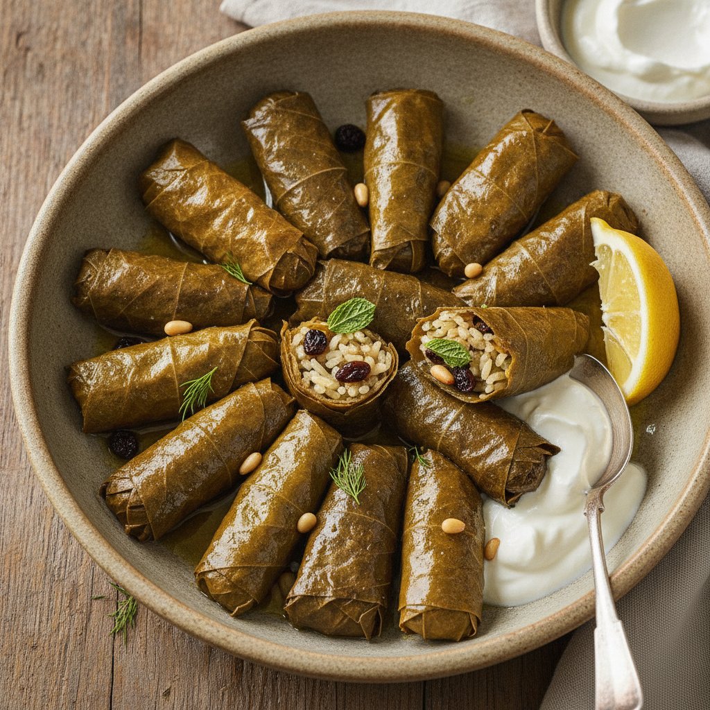 Baked Stuffed Grape Leaves with Rice (Gluten-Free)